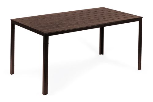 6 személyes kerti asztal 156x78 cm polywood barna